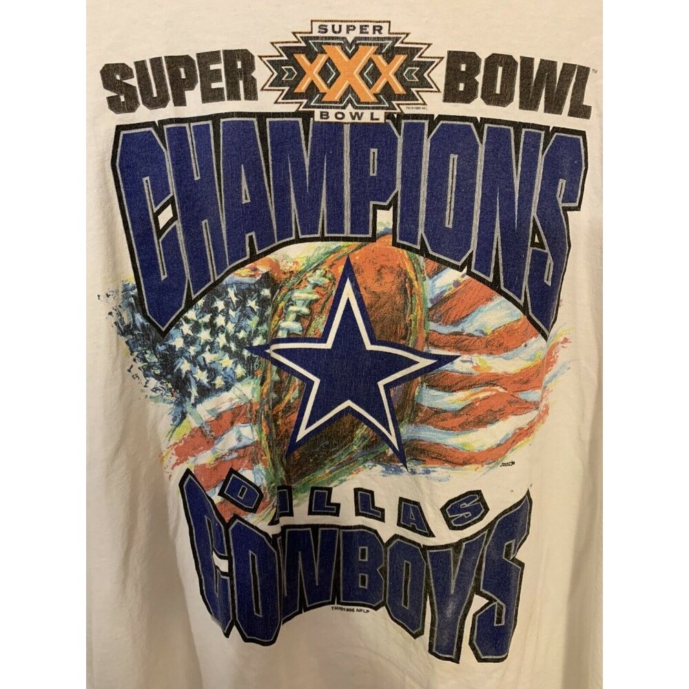 Vtg 1996 Super Bowl XXX Champions Cowboys NFL Starter Men’s Sz L‎ T Shirt